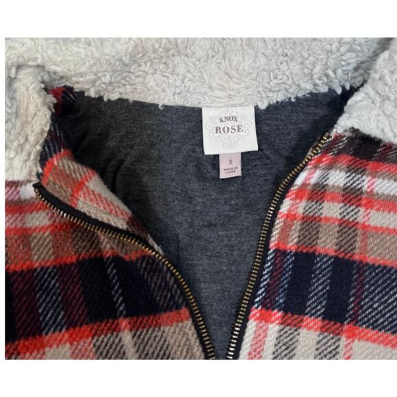 Knox Rose Women's Plaid Zip-Front Bomber Jacket Sherpa Collar Small - Picture 4 of 8